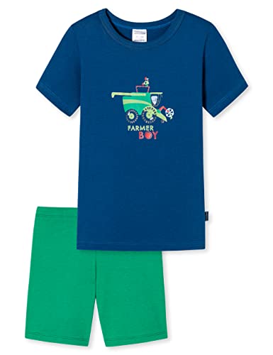 Schiesser Jungen Schlafanzug Set Pyjama Kurz - 100% Organic Bio Baumwolle - Größe 92 Bis 140 Pyjamaset, Blau Bedruckt_179018, 92