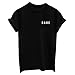 YITAN Letter Funny O Neck Women T Shirts Top Black Small