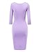 CTC WDR940 Womens Deep V Neck 3/4 Sleeve Tulip Bodycon Dress M Lilac