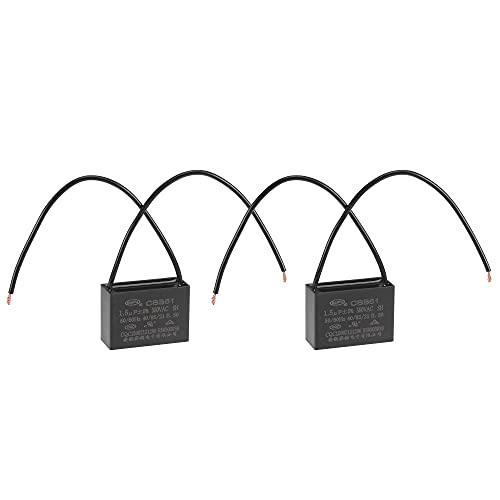 uxcell Ceiling Fan Capacitor CBB61 1.5uF 350V AC 2 Wires Metallized Polypropylene Film Capacitor 37x26x15mm for Electric Fan Pump Motor Generator 2Pcs: Industrial & Scientific