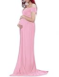 Ruici Maternity Split Front Photography Gown Cotton Maxi Photos Shoot Dress