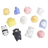 Bark and Lindy Mochi Squishy Squishies Toy Soft Squeeze Rubber 1.5 Inch Mini Animals for Stress Relief Party Favors Collecting (Set of 12)