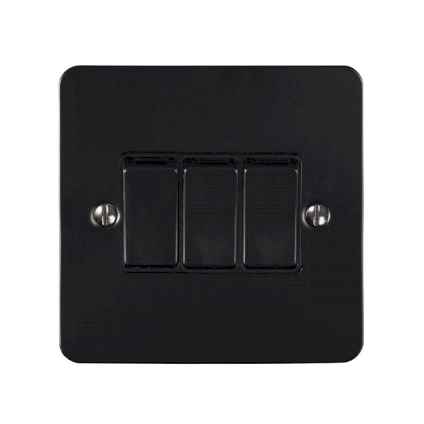 Eurolite 3 Gang 10AMP 2WAY Switch MATT Black Black Trim