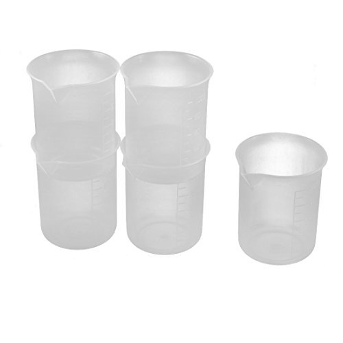 eDealMax Plastique 100 ml Chimie Laboratoire Solution Eau échelle graduée Beaker 5pcs - Thumbnail 2