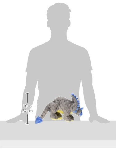 goDog Dinos Triceratops With Chew Guard Technology Tough Plush Dog Toy, Grey, Large