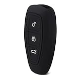 AndyGo Silicone Smart Key Cover Protector Holder Fit for Ford Mondeo Focus 3 MK3 ST Kuga Fiesta Escape Ecosport Titanium 3 Buttons Black