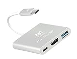 TAKSON Type C USB 3.1 Hub to USB 3.0/ HDMI/ Type C Female Charger Adapter for Macbook, Google Chromebook Pixel and Type C devices (Type C to HDMI-Silver)
