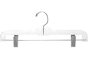NAHANCO 600RC Heavy Weight Skirt/Slack Hanger with Metal Clips, 14", Clear (Pack of 100)