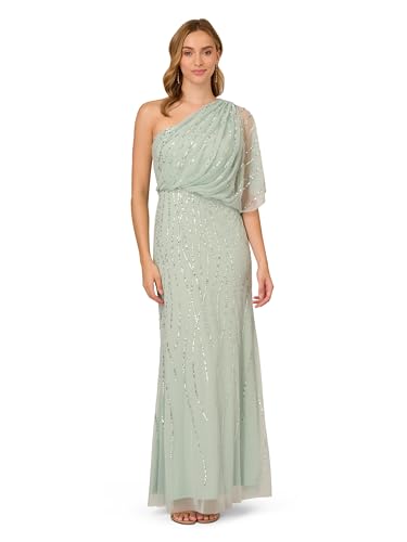 Adrianna Papell Women’s Long Beaded Dresses, ICY Sage, 6