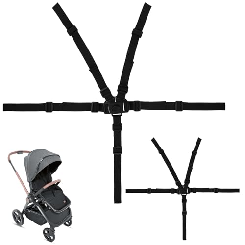 2Pcs Universal 5 Point Harness Strap，Adjustable Shoulder Strap Belts Full Protection Child Kid Harness Belt for High Chair, Pushchair, Stroller