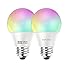 ROGOEI Smart WiFi Led Light Bulbs 6.5W RGB&W Warm White(3000K), E26 Dimmable Multi-Color Led,No Hub Required，Compatible with Amazon Alexa & Google Assistant & IFTTT (2PC Pack)