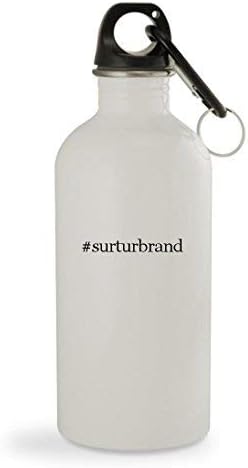 OneMtoss #Surturbrand - 13.5oz Hashtag White Sturdy Stainless Steel Water Bottle with Carabiner