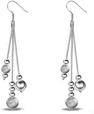 Prettymenny's Elegant Silver Plated Pearl Drop Long Chain Tassel Earrings (Silver)