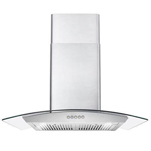 Cosmo COS-668WRC75 30 in. Wall Mount Range Hood with 760 CFM, Ducted Exhaust Vent, 3 Speed Fan, Push Button Controls, LED Lighting, Permanent Filters in Stainless Steel, 30 inches