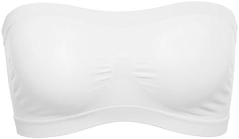Zekotech Women's Push-Up Padded Bandeau Strapless Sports Bra Mesh Stretch Seamless Tube Top Bras (White)