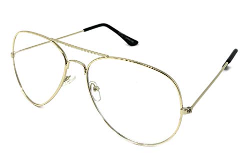 WebDeals - Clear Lens Aviator Eyeglasses Classic Retro Nickel Metal Frame (Gold Medium, Clear) - Thumbnail 6