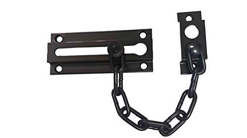 QCAA Solid Brass Chain Door Guard, with 9 Links Steel Chain, Oil Rubbed Bronze US10B, 1 Pack