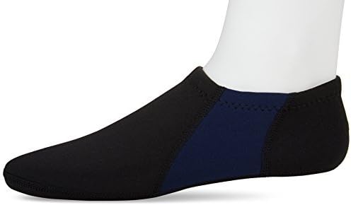 NuFoot Booties Men's Shoes, Best Foldable &amp; Flexible Footwear, Fold and Go Travel Shoes, Yoga Socks, Indoor Shoes, Slippers, Black with Navy Stripes, Large by Nufoot