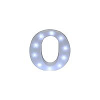 Royal Brands Decorative DIY LED Letter Light Sign - Light Up Wooden Alphabet Letter Battery Operated Party Wedding Marquee Décor - White (O)