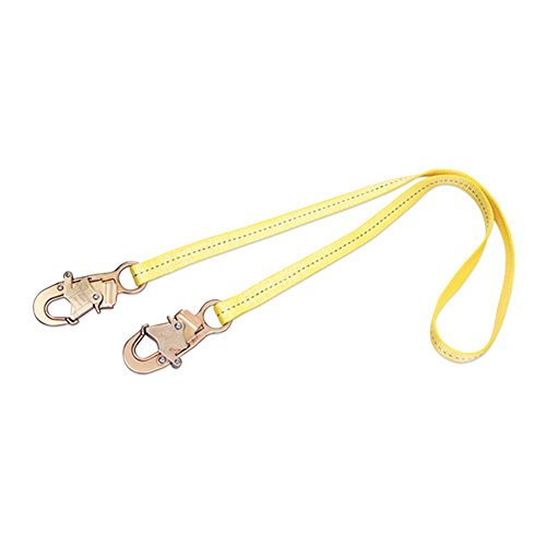 DBI IND 1231104 DBI-SALA 4  Single-Leg Web Positioning Lanyard with Snap Hooks at Each End, 4  Lanyard, Yellow with Gold Clasp