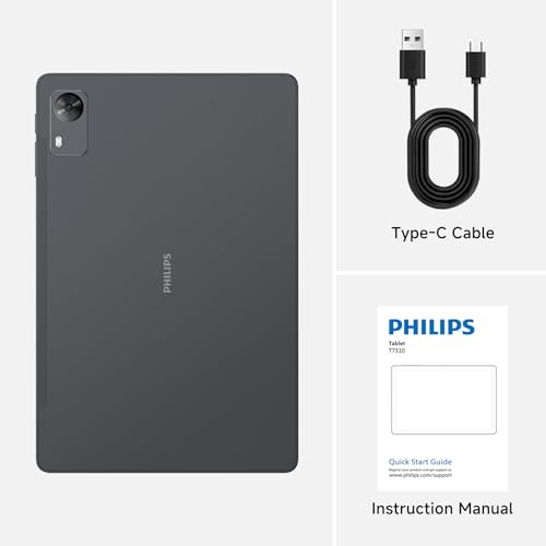 Android Tablet 11″ – Philips T7310, 8GB RAM + 128GB ROM, 1TB Expandable, Octa-Core T616, 7200mAh Battery, HD Eye Protection Display, WiFi 6, Dual Cameras, Android 16, Gemini AI, GPS, WiFi 6, BT 5.2