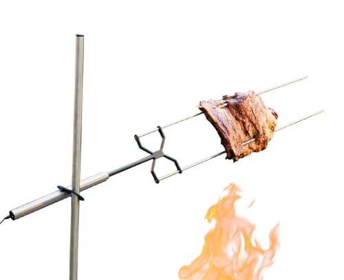 KANKA Asador Portátil con Motor Eléctrico, Acero Inoxidable 304, Soporta Hasta 10 Kg de Alimentos, Compatible con Todo Tipo de Parrillas y Fuegos, Ideal para Cocción Continua en Exteriores
