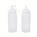 Plastic Translucent White Squeeze Condiment Bottles with Tip Cap,16 Oz,Set of 6Pcs