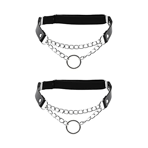 alisikee 2PCs Adjustable Leg Garter with O-Ring Chains, Elastic Thigh Garters Belt for Women