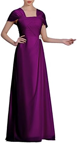 Formal Pleated Chiffon Bateau Sleeveless Sheath Long Mother of the Bride Groom Dress, Color Grape Purple ,24W