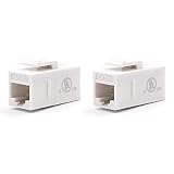 VCE 2-Pack CAT6 RJ45 Keystone Jack Inline Coupler-White UL Listed
