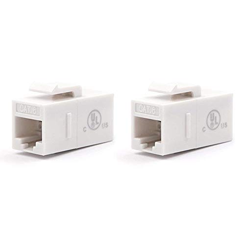 VCE 2-Pack CAT6 RJ45 Keystone Jack Inline Coupler-White UL Listed