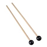 Yibuy 380mm Soft Plastic Head Xylophone Unwood Mallets with 30mm Head Set of 2