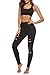 DIBAOLONG Womens High Waist Yoga Pants Cutout Ripped Tummy Control Workout Running Yoga Skinny Leggings