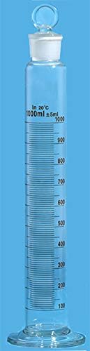 DONLAB 1000ml Graduated Cylinder Borosilicate Glass Stopper Measuring Mixing Lab view 2