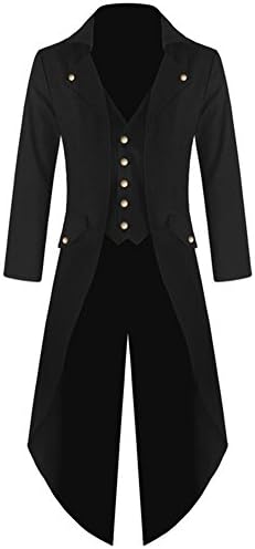 Shelers Men's Steampunk Vintage Tailcoat Jacket Gothic Victorian Frock Coat Uniform Costume