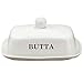Twerp Butter Dish with Lid - Large: Fits Block of Butter or 2 Sticks, Porcelain, White, Classic Design, Funny Message, Dishwasher Safe for Cooks