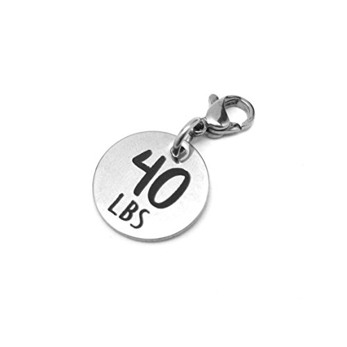 40 lbs Weight Loss Jewelry Charm - Motivational and Inspirational Jewelry for Fitness and Workout Motivation for Pounds Lost - Stainless Steel Engraved Charm and Clasp - Tarnish Free Charms