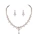 WeimanJewelry Silver/Gold Plated Women Cubic Zirconia Round CZ Marquise Teardrop Bridal Necklace and Drop Earring set for Bride Wedding (Rose Gold)