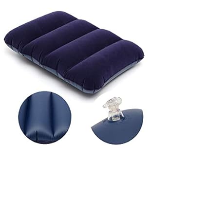 ZIZLY Velvet Soft Air Inflatable Sleeping Pillow for Family Children and Baby (Blue) - Pack of 2