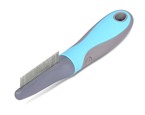 Internet's Best Fine Toothed Pet Comb | Dog Comb for Short and Medium Hair Breeds | Stainless Steel Teeth | Blue & Grey | Small - Thumbnail 5