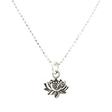 Small Detailed Lotus Flower Pendant on an 16 Inch Chain, #6971