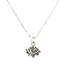 Small Detailed Lotus Flower Pendant on a 16 Inch Rhodium Plated Sterling Silver Bead Chain, #6971