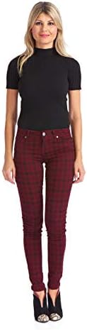 Suko jeans Women's Plaid Skinny Jeans Tartan Pants Power Stretch Denim