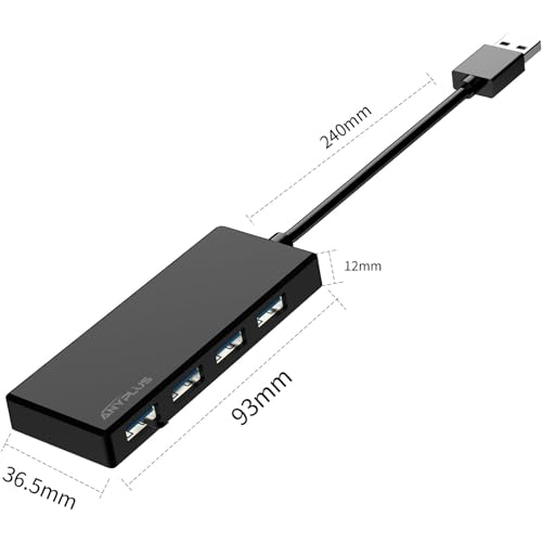 ANYPLUS USB 3.0 Hub, 4 Port USB Hub Splitter,Portable USB Adapter Mini Multiport Expander for Desktop, Laptop, Xbox, Flash Drive, HDD, Console, Printer, PC, Keyboards, HP, Dell