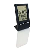 Humidity Meters,HeQiao Indoor Large LCD Digital Thermometer Hygrometer Temperature Monitor Humidity Meter Thermometers with Calendar for Home Office-Black( Weather Forecast, Moon Phase, Alarm Clock)