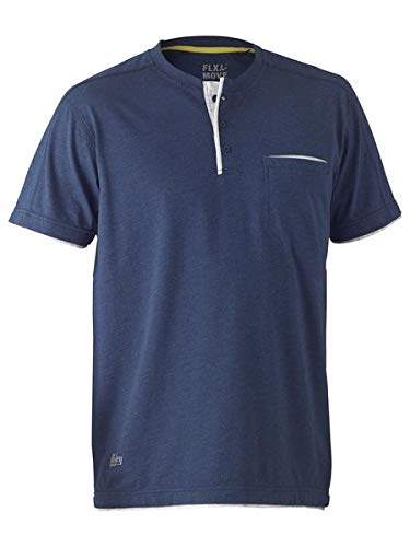 Bisley Workwear UKBK1932_BPCT Flex & Move Cotton Henley T-Shirt Short Sleeve - Blue Marle, S