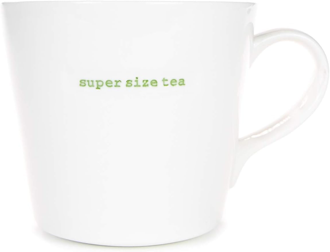 Keith Brymer Jones - Word Range - Large Ceramic White Mug - Super Size Tea - 500ml - Gift Boxed