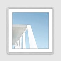 Framed Canvas Wall Art Geometric Building Canvas Prints Home Artwork Decoration for Living Room,Bedroom - 16x16 inches