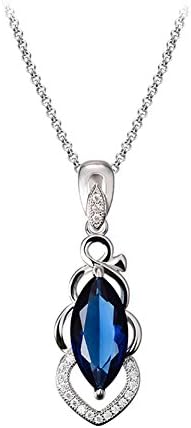 Women’s Silver Plating Ocean Blue Crystal Pendant Necklace - Valentine's Day Gift idea -Birthday Present for her,girlfriend,wife