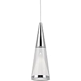 Kuzco Lighting Malabar 3" LED Pendant | Chrome Finish | Clear Acrylic with Frosted Interior Diffuser | Modern Conical LED Pen